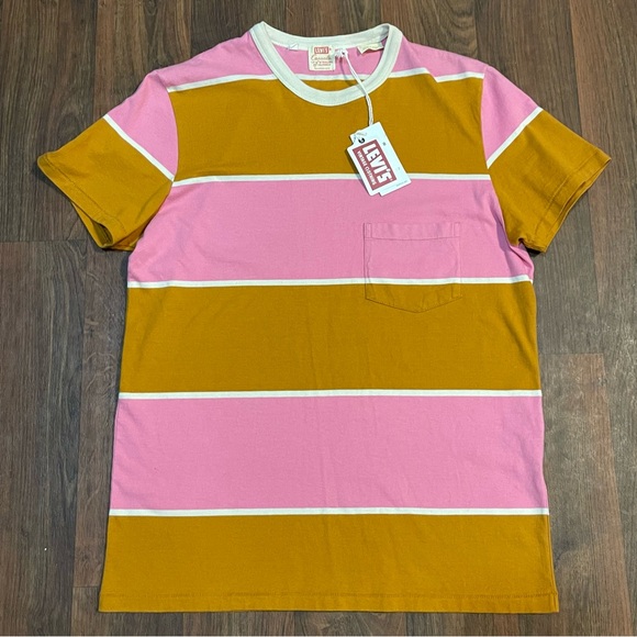 NWT Levi’s Vintage Clothing 1960’s Peanut Butter & Jelly Striped Shirt S - Picture 1 of 4